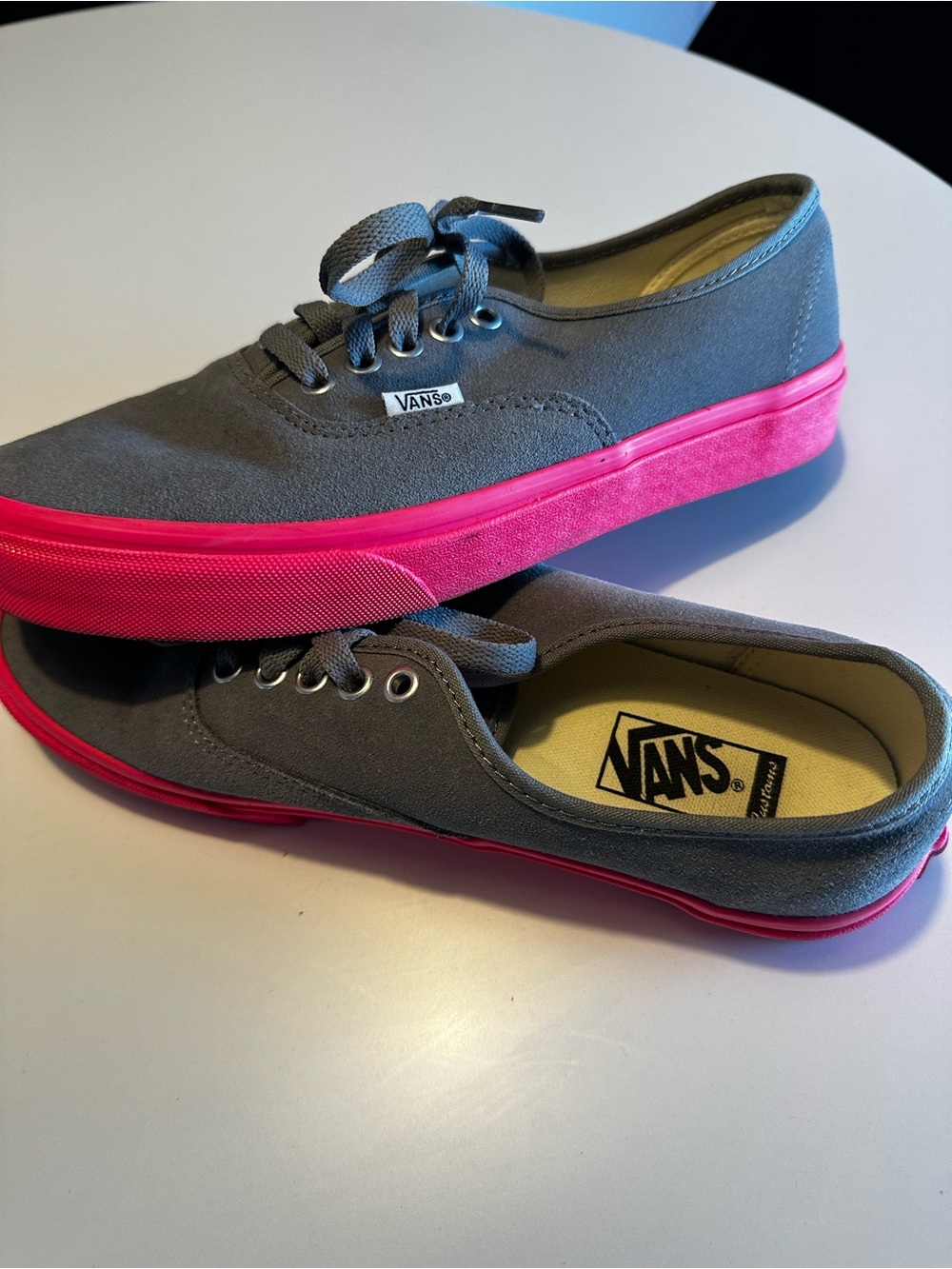 Vans Gray Canvas Sneakers with Pink Midsole